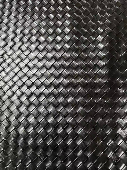 Fashion Black Plaid Texture PU Leather Fabric For Handmade Car,Motorcycle Seats,Shoes Goods By Yard