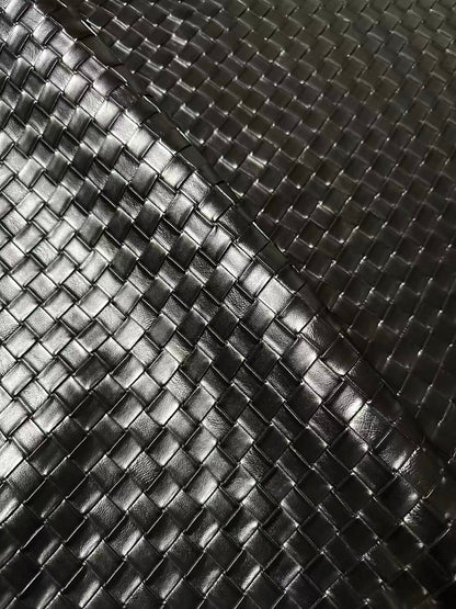 Fashion Black Plaid Texture PU Leather Fabric For Handmade Car,Motorcycle Seats,Shoes Goods By Yard