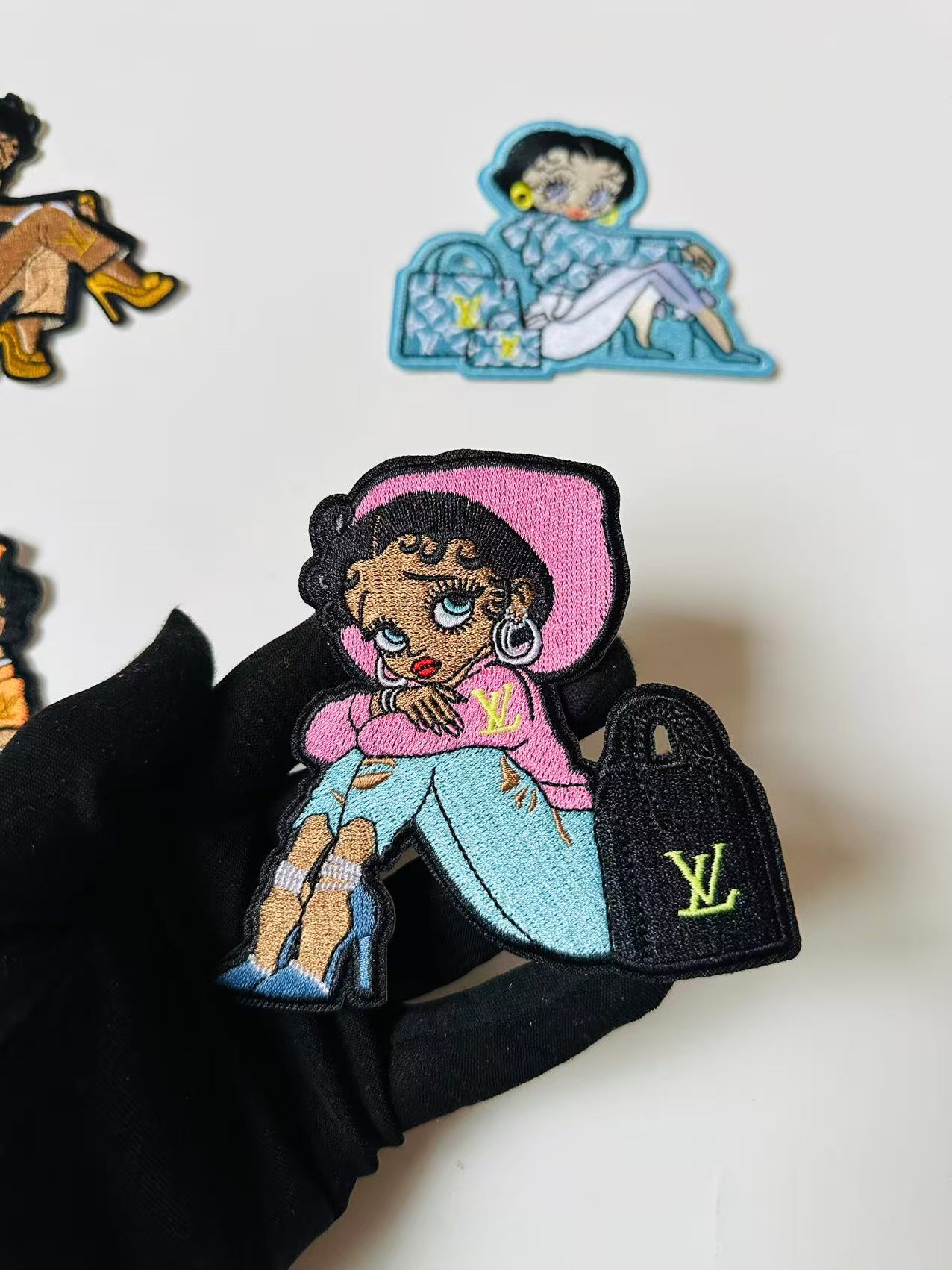 Craft Embroidery LV Miss Betty Jacquard Patches For Customized Clothing