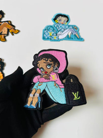 Craft Embroidery LV Miss Betty Jacquard Patches For Customized Clothing