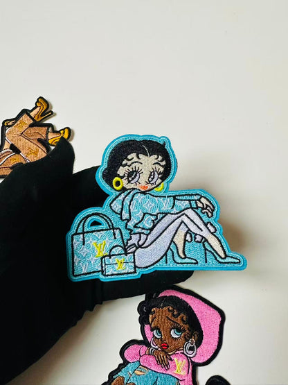 Craft Embroidery LV Miss Betty Jacquard Patches For Customized Clothing