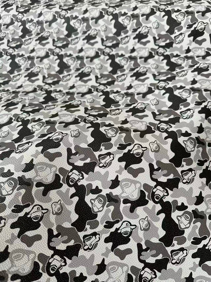 Classic Bape With Man Leather Fabric For Bags Leather Shoes Custom Leather By Yard (Gray)