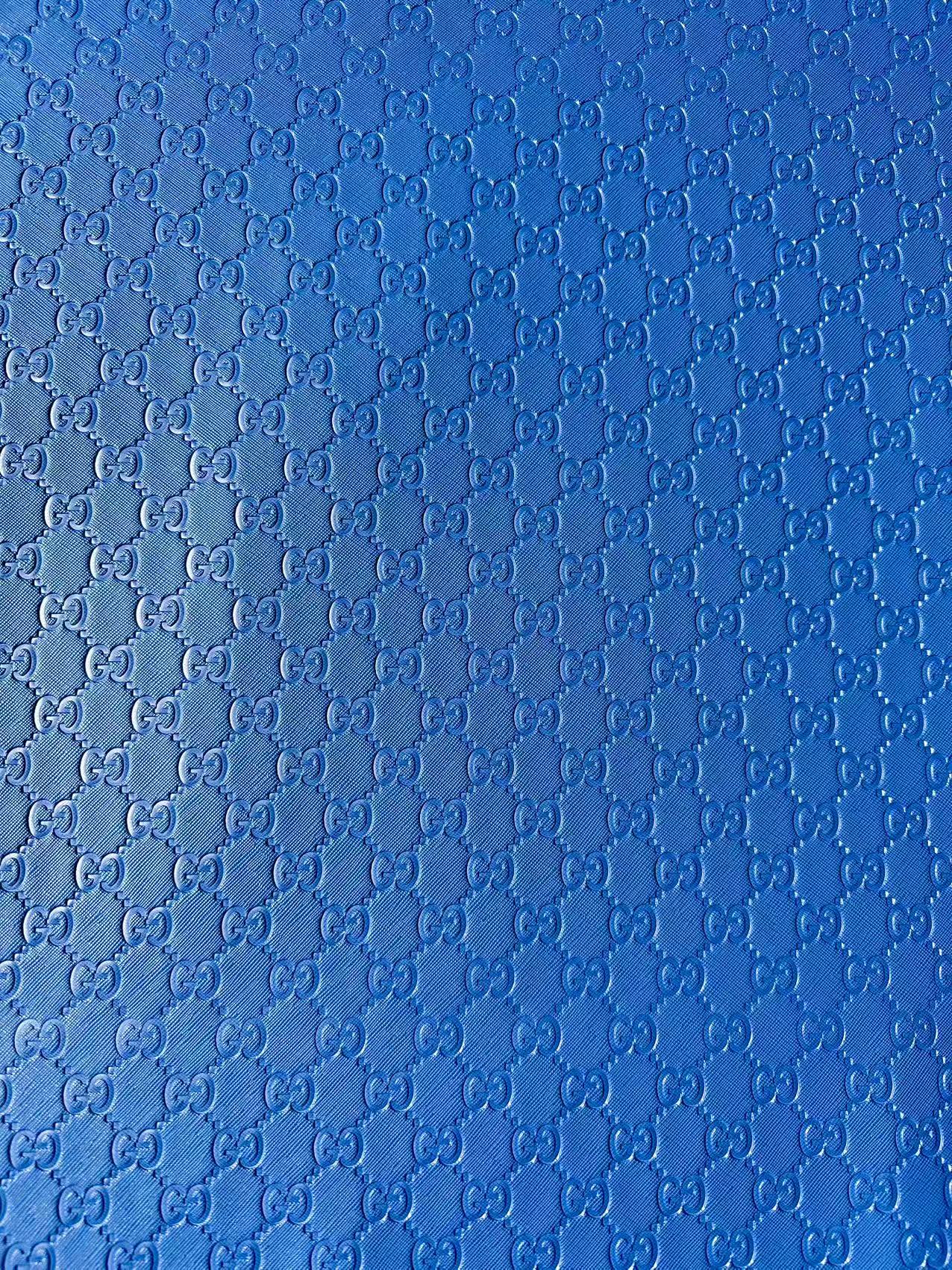 Fashion Blue Gucci Embossed Leather Fabric For Handmade Shoes ,Bags Handicraft Goods By Yards