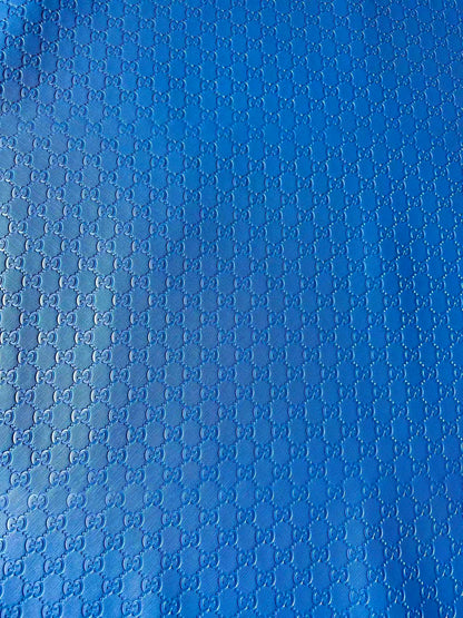 Fashion Blue Gucci Embossed Leather Fabric For Handmade Shoes ,Bags Handicraft Goods By Yards