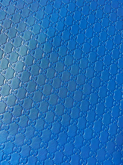 Fashion Blue Gucci Embossed Leather Fabric For Handmade Shoes ,Bags Handicraft Goods By Yards