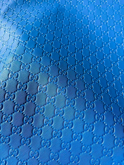 Fashion Blue Gucci Embossed Leather Fabric For Handmade Shoes ,Bags Handicraft Goods By Yards