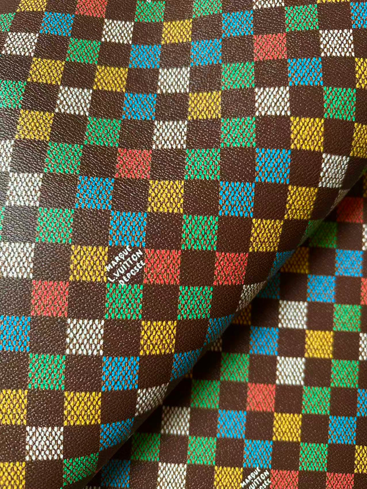 Craft Colorful Damier Leather Fabric For Handmade Shoes, Upholstery,Car DIY Goods By Yard