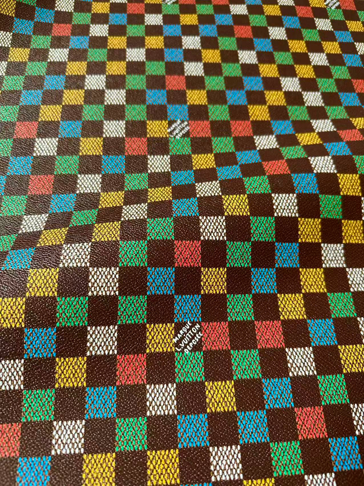 Craft Colorful Damier Leather Fabric For Handmade Shoes, Upholstery,Car DIY Goods By Yard
