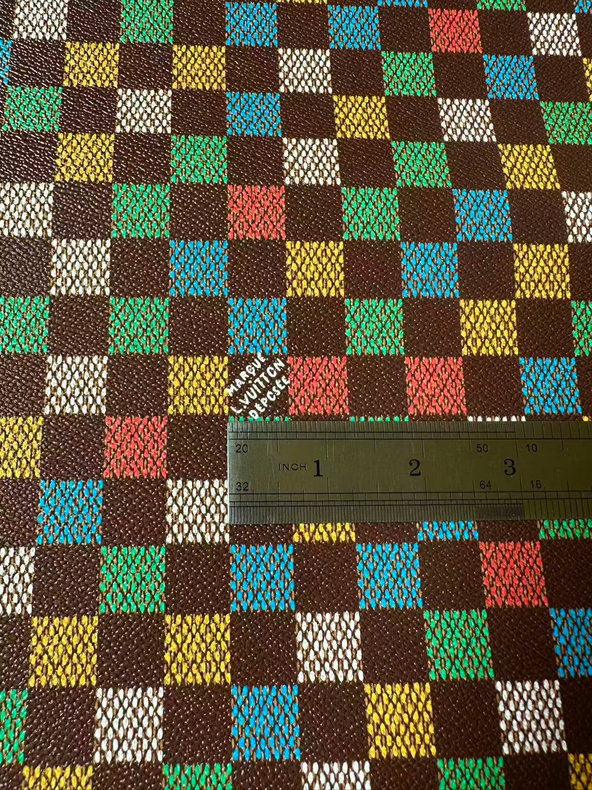 Craft Colorful Damier Leather Fabric For Handmade Shoes, Upholstery,Car DIY Goods By Yard