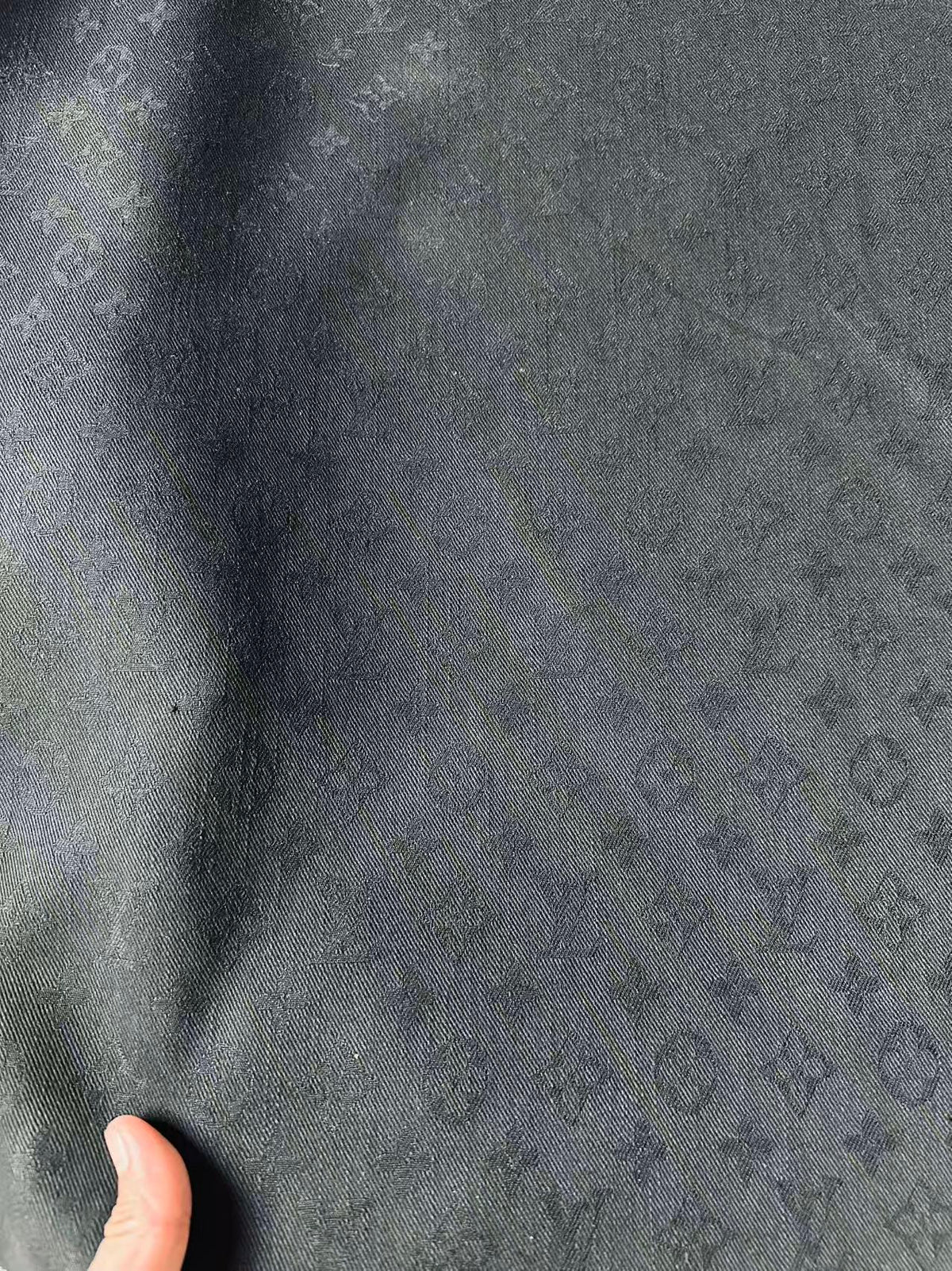 Craft 100% Cotton Black LV Jacquard Denim Cloth Fabric For Handmade Apparel