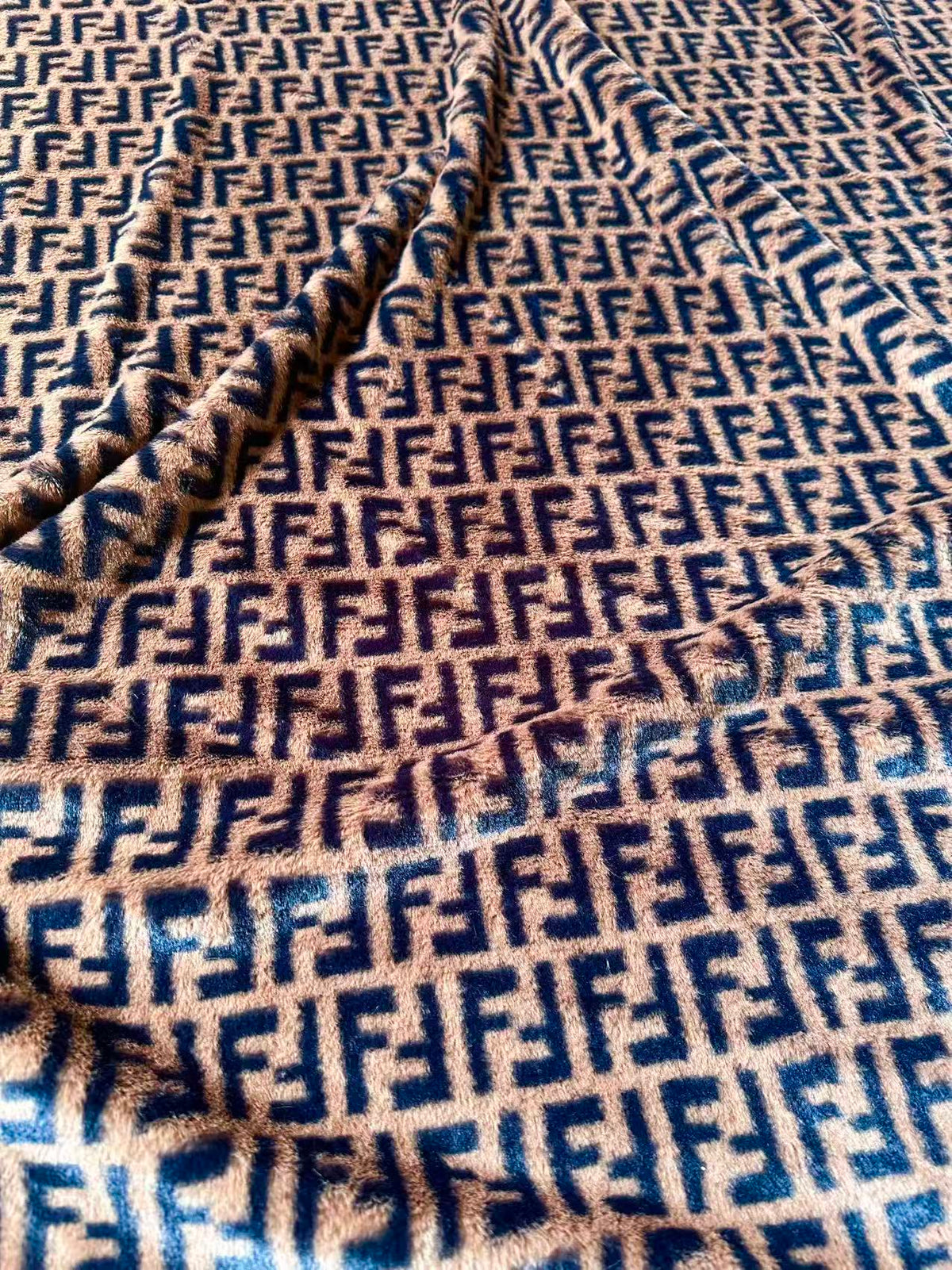 Fashion Brown Fendi Fur Thick Fabric For Handmade Clothing ,Bags ,Shoes By Yards