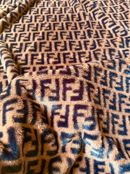Fashion Brown Fendi Fur Thick Fabric For Handmade Clothing ,Bags ,Shoes By Yards