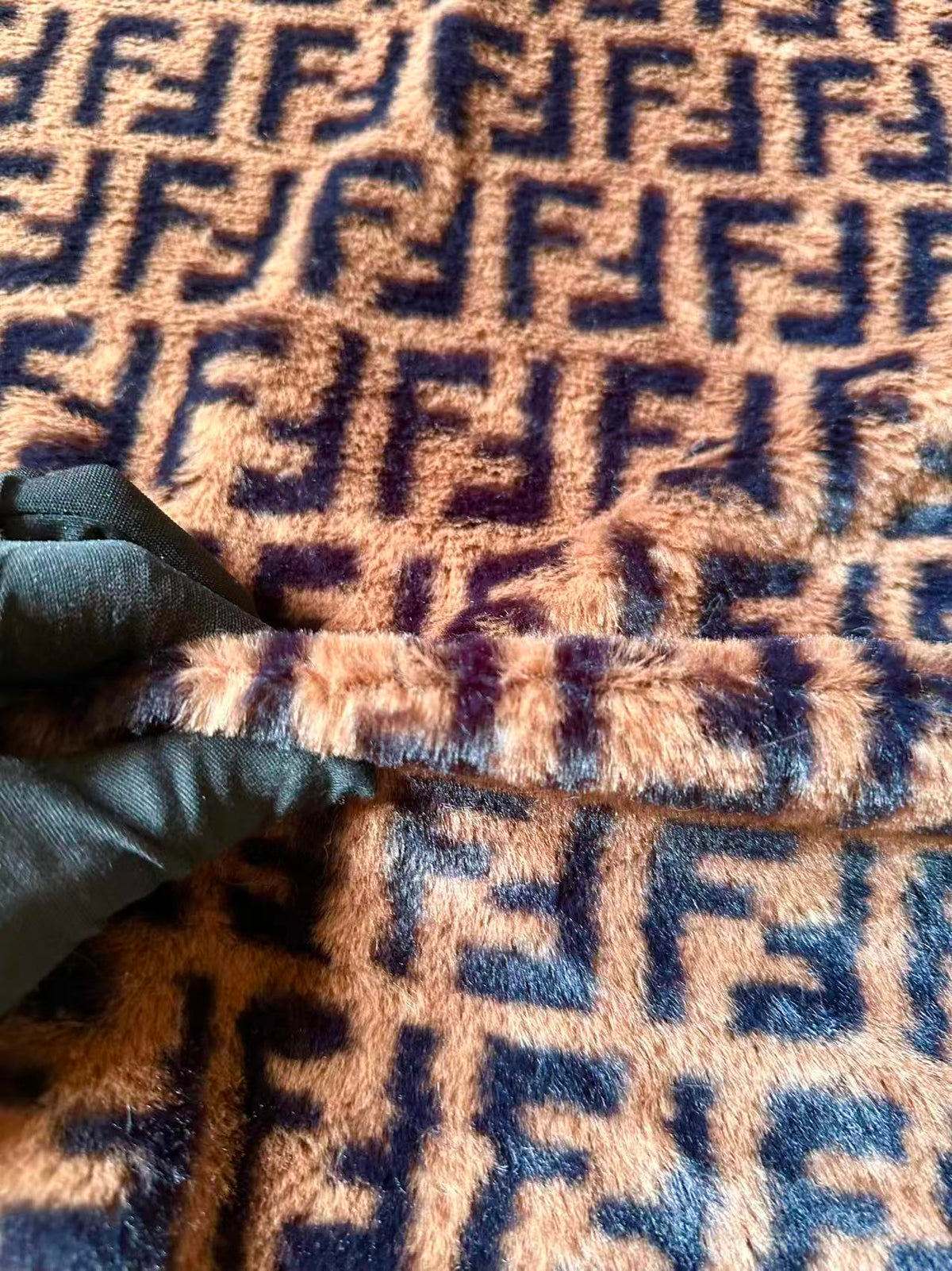 Fashion Brown Fendi Fur Thick Fabric For Handmade Clothing ,Bags ,Shoes By Yards