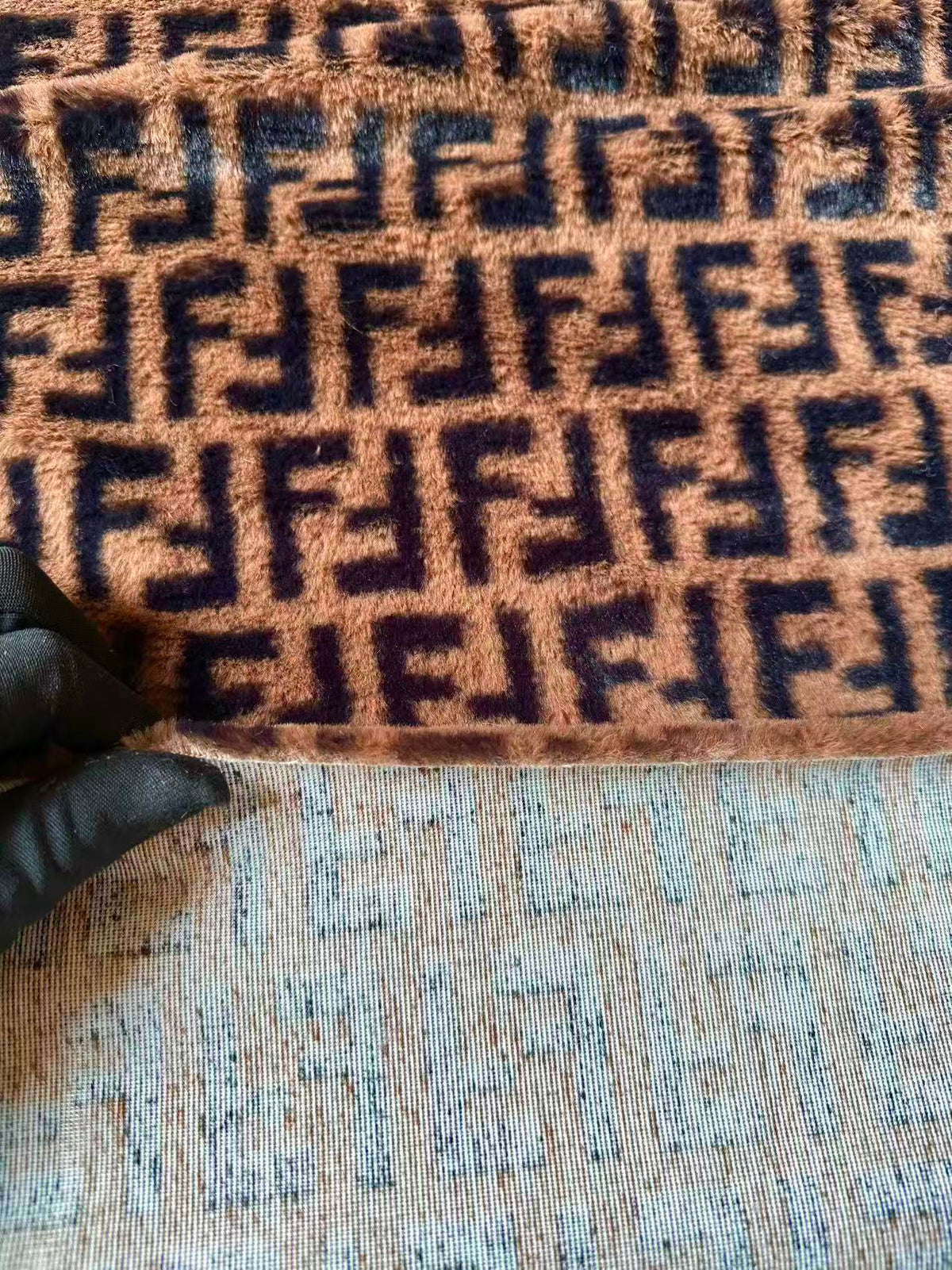 Fashion Brown Fendi Fur Thick Fabric For Handmade Clothing ,Bags ,Shoes By Yards