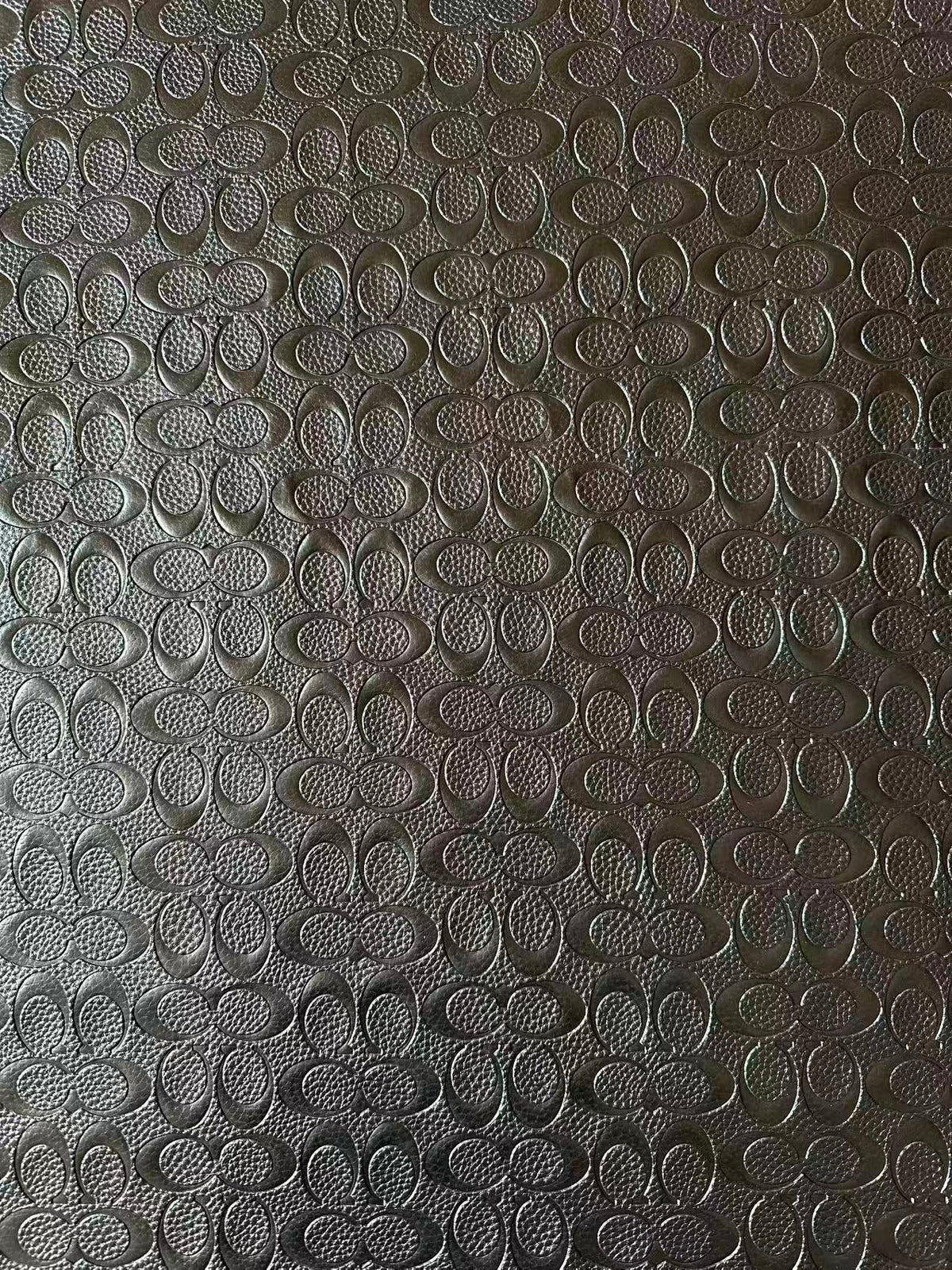 Fashion Coach Embossed Leather Fabric For Handmade Sneaker,Bag,Upholstery DIY Goods By Yard (Black)