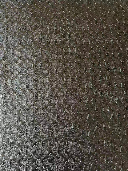 Fashion Coach Embossed Leather Fabric For Handmade Sneaker,Bag,Upholstery DIY Goods By Yard (Black)