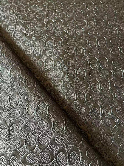 Fashion Coach Embossed Leather Fabric For Handmade Sneaker,Bag,Upholstery DIY Goods By Yard (Black)