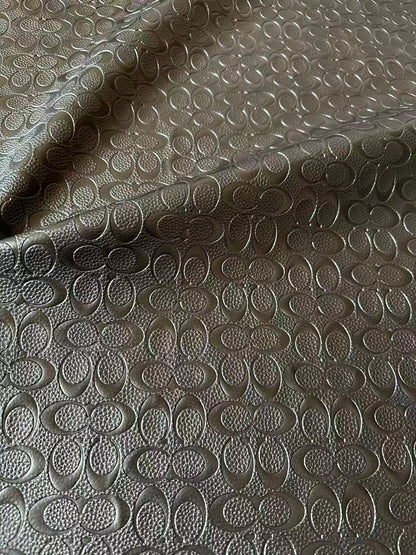 Fashion Coach Embossed Leather Fabric For Handmade Sneaker,Bag,Upholstery DIY Goods By Yard (Black)