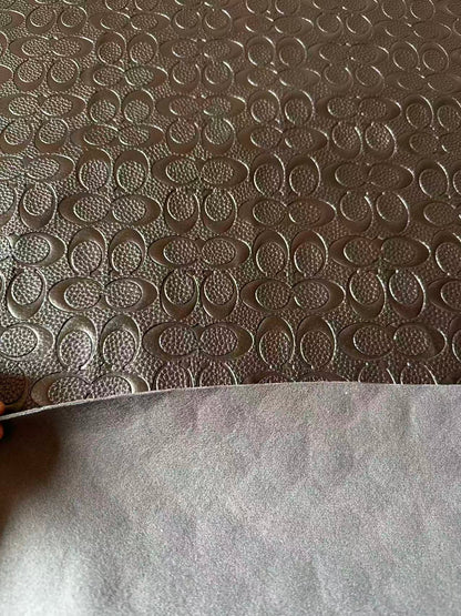 Fashion Coach Embossed Leather Fabric For Handmade Sneaker,Bag,Upholstery DIY Goods By Yard (Black)