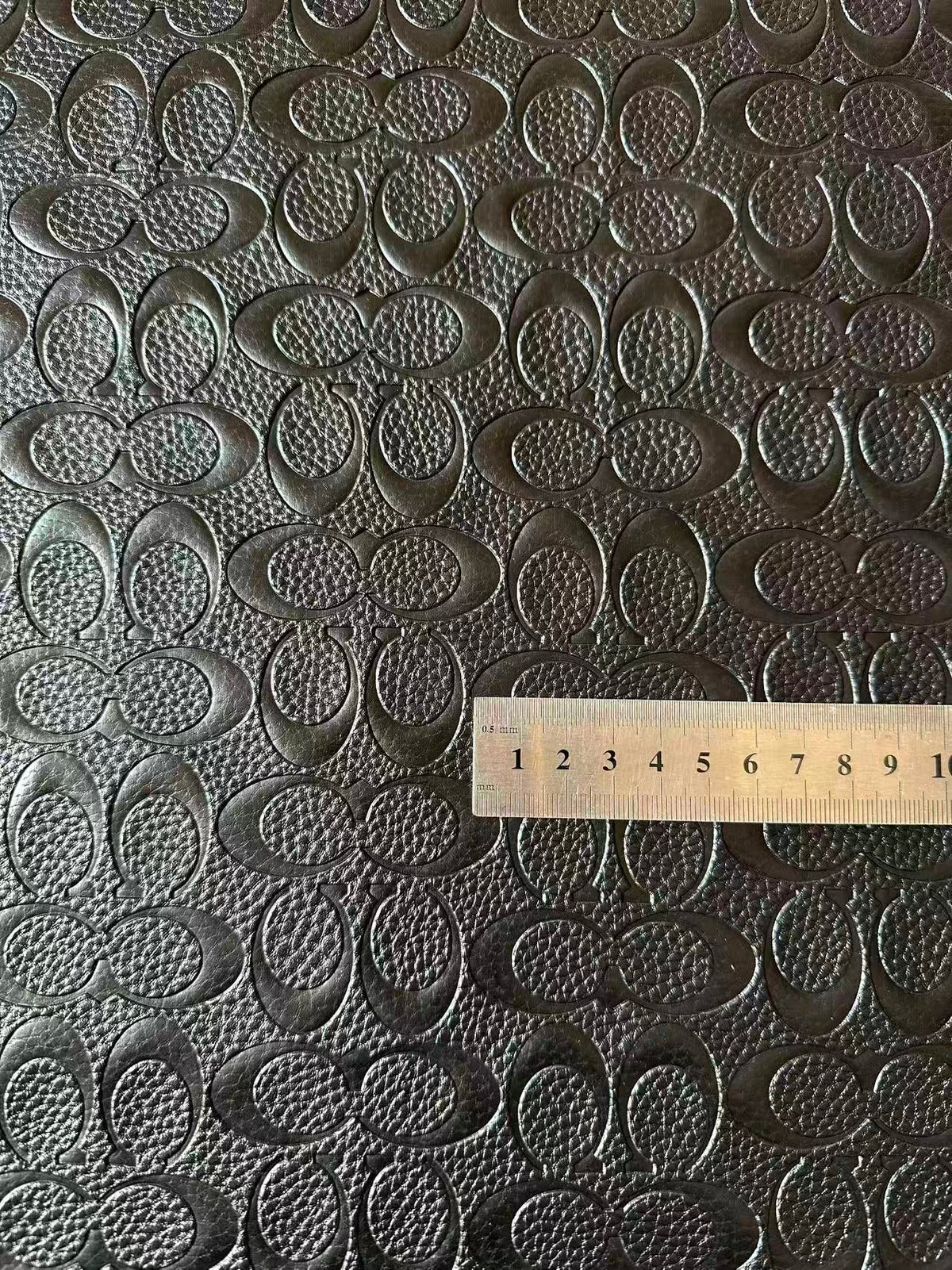 Fashion Coach Embossed Leather Fabric For Handmade Sneaker,Bag,Upholstery DIY Goods By Yard (Black)