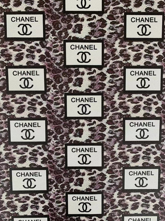 Fashion Chanel with LeoPard Vinyl Leather Fabric For Handmade Goods By Yards