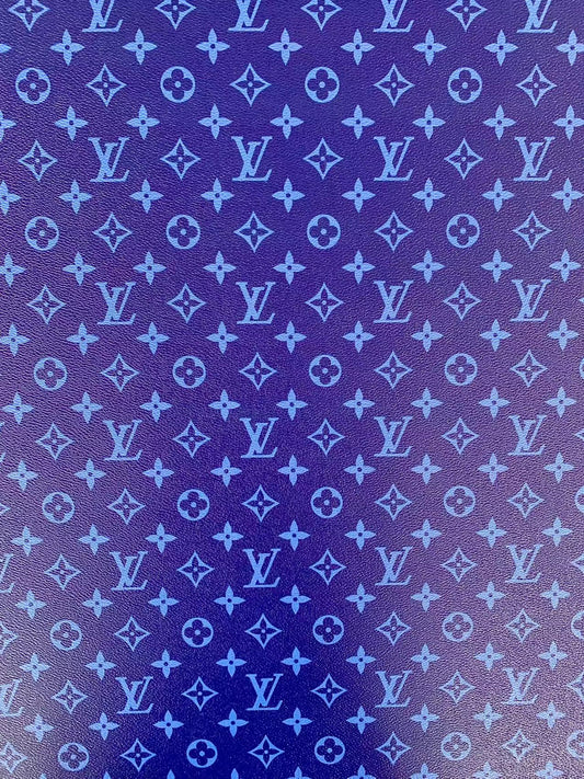 Classic LV Vinyl crafting leather fabric  Bag leather ,shoes leather ,Handicraft leather ( Dark Blue)