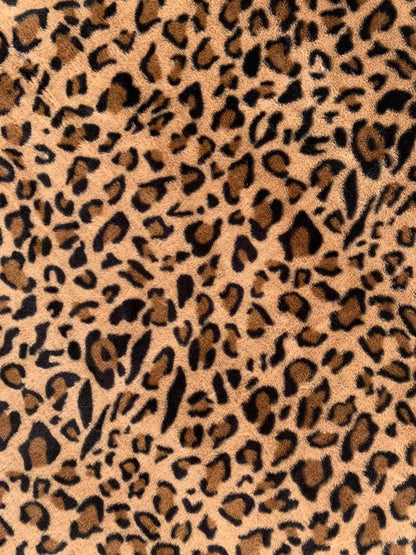 Brown Leopard Rabbit Plush Fabric, Cony Fabric For Handmade Clothing ,Bags ,Shoes and Handicrafts By Yards