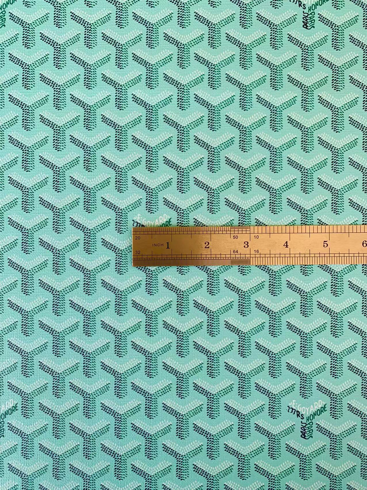 Classic Goyard Leather Fabric , Shoes Leather,Bags Fabric,Handicraft Leather Fabric By Yard (Blue with Green)