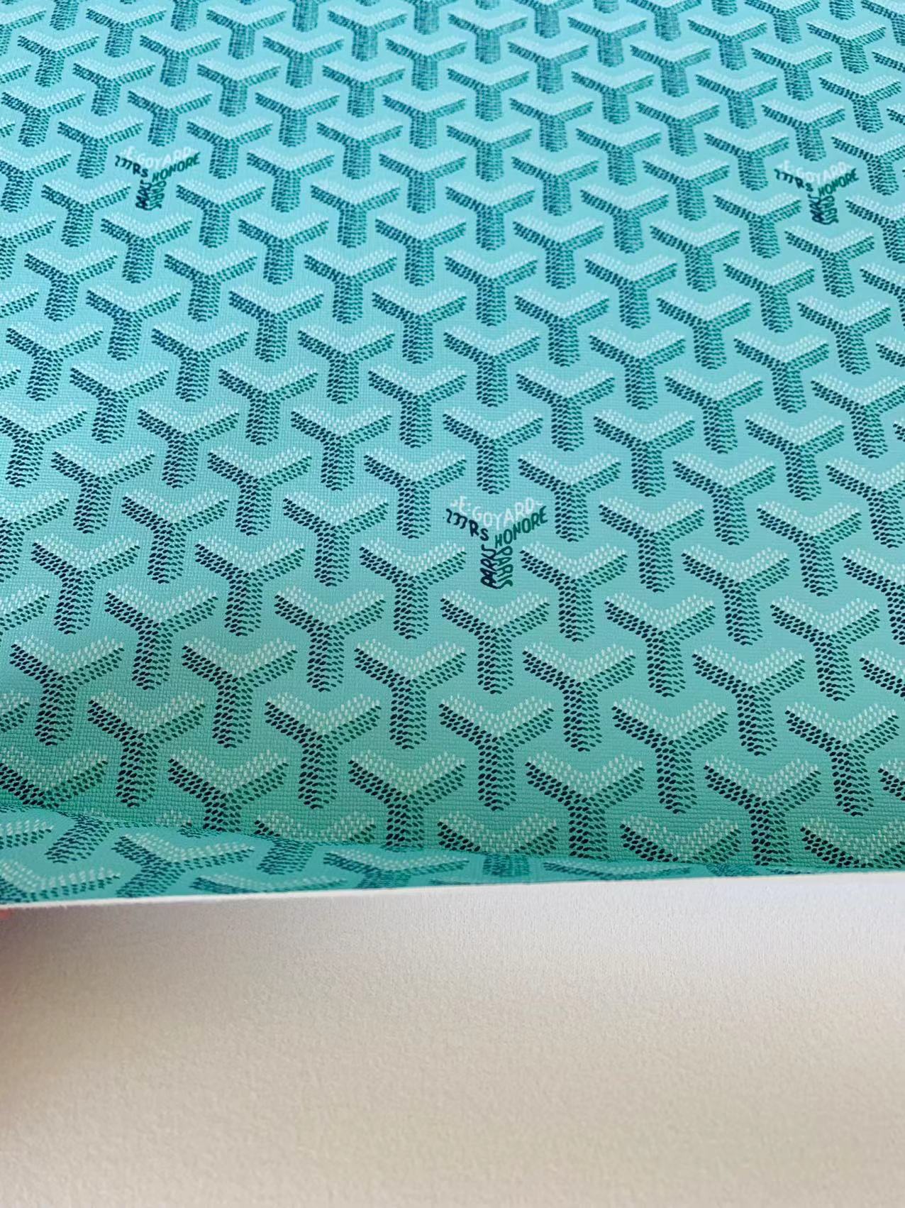 Classic Goyard Leather Fabric , Shoes Leather,Bags Fabric,Handicraft Leather Fabric By Yard (Blue with Green)