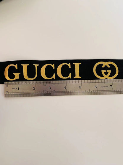 Fashion Gucci Gilding Technology 1.5 inch Strap ,Elastic Ribbon Trim Embroidered For Handicrafts By Yard