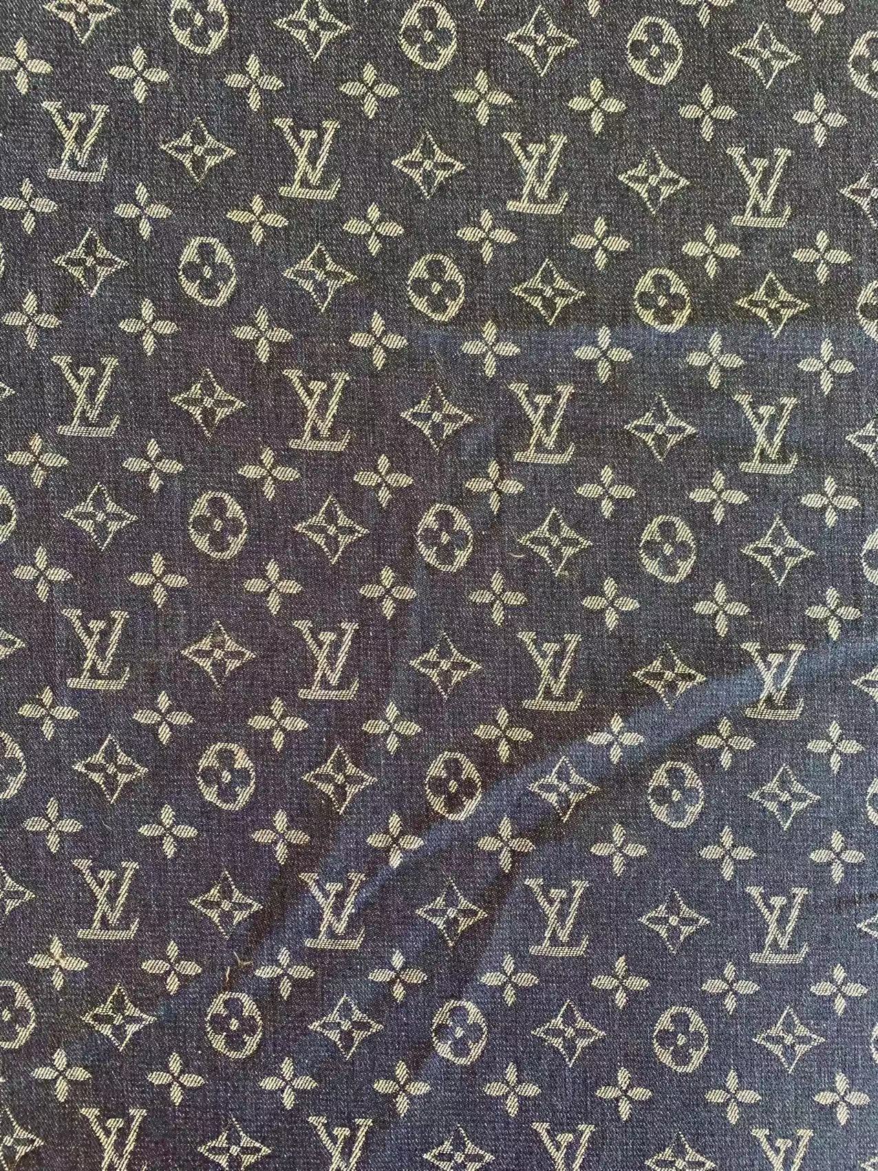 Fashion Dark Blue LV Denim Woven Jacquard fabric ,Jean Fabric For Handmade Goods By Yard