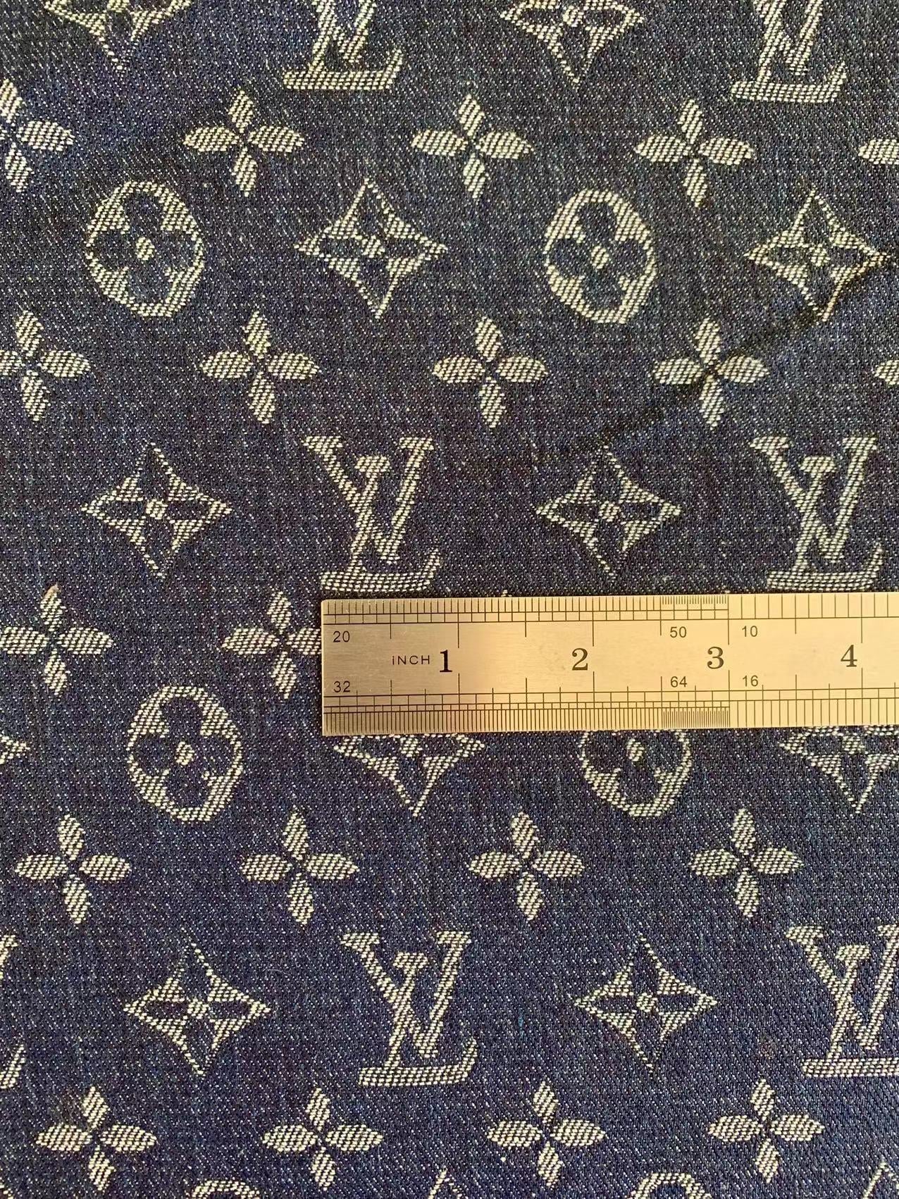 Fashion Dark Blue LV Denim Woven Jacquard fabric ,Jean Fabric For Handmade Goods By Yard