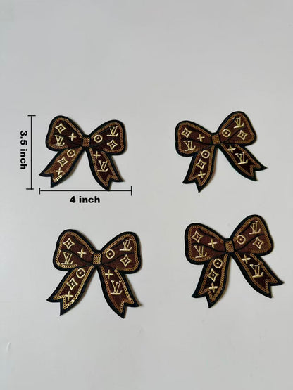 Craft Embroidery Bow LV Jacquard Patches For Customized Apparel