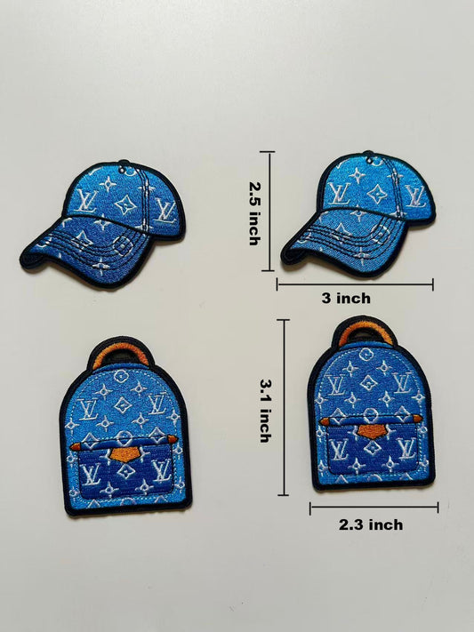 Craft Embroidery Blue LV Jacquard Patches For Customized Apparel