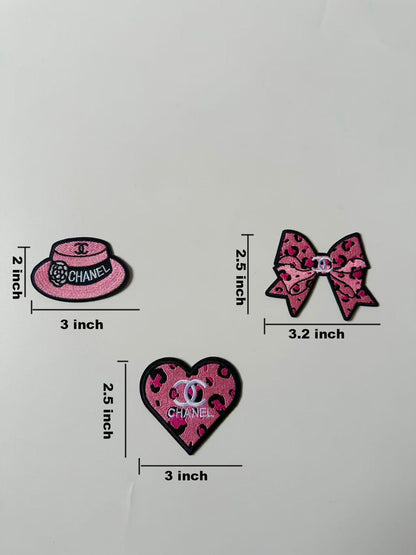 Craft Embroidery Pink Chanel Jacquard Patches For Customized Apparel